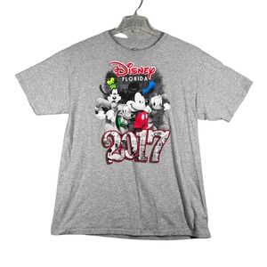 Disney Florida Mickey Mouse & Friends‎ 2017 Graphic Shirt Gray Casual Mens Large